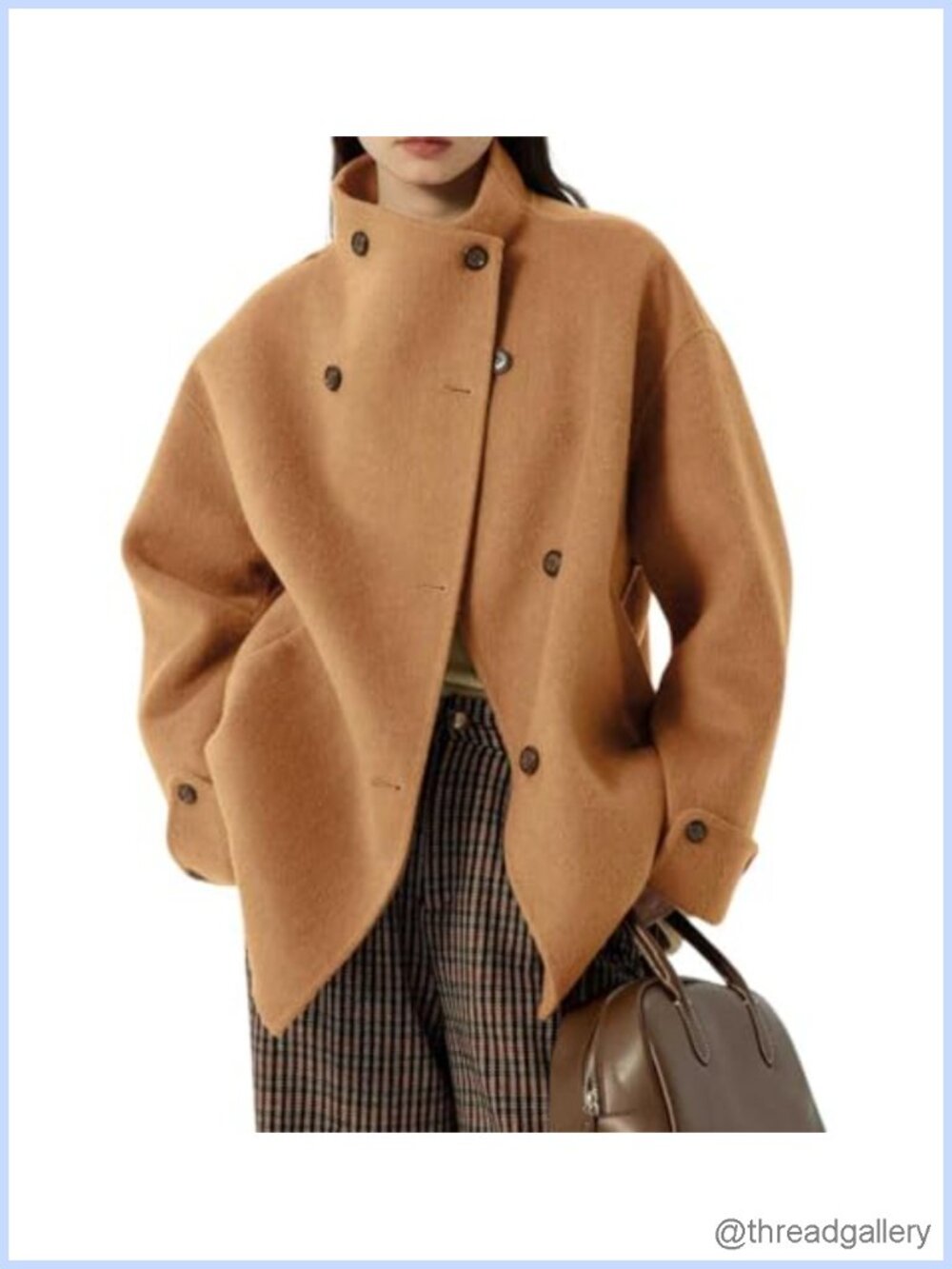 Womens Wool Blend Trench Coat Single Breasted Blazer Jacket Loose Outerwear